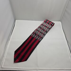 Franco Botta Abstract Geometric Hand Made Necktie Red/ Black / White